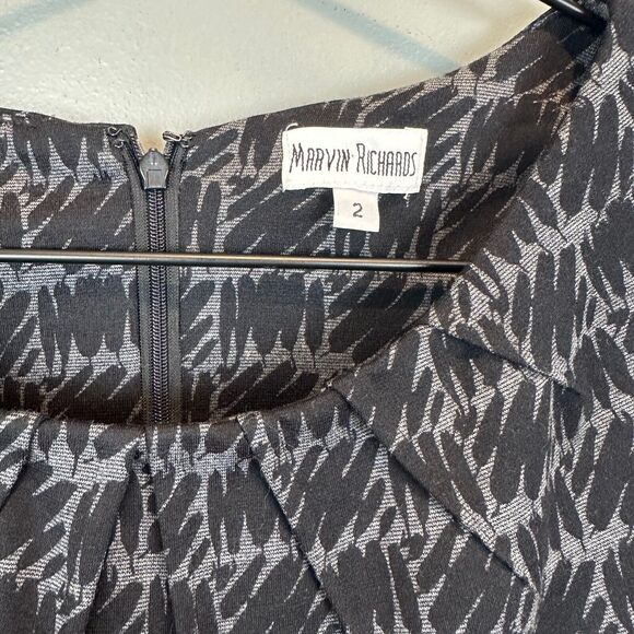 Marvin Richards Sheath Midi Black Belted Dress Womens Size 2 Sheath - Picture 4 of 7